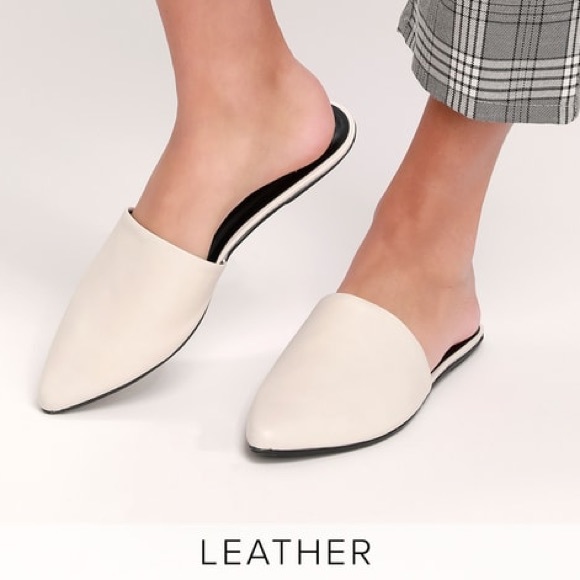 Lulus Shoes - ✨NWT Lorena Leather Pearl White Pointed Toe Slides
